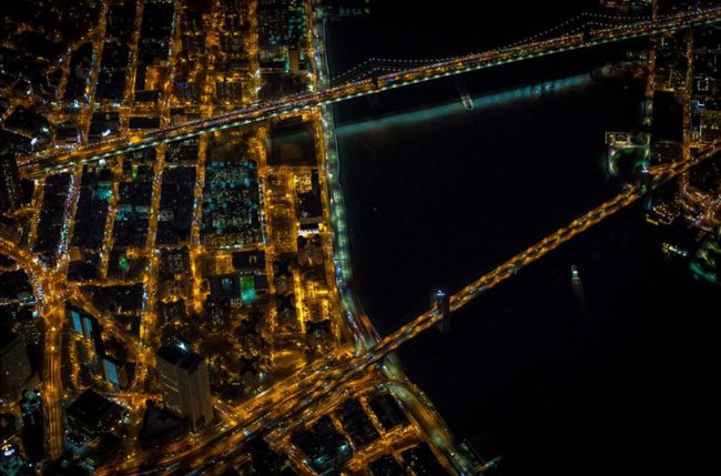 Самые удивительные аэрофотоснимки ночного Нью-Йорка