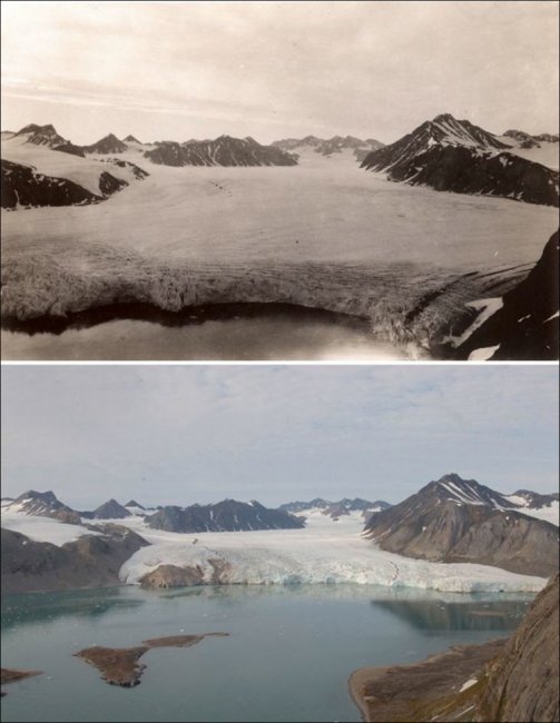 Что стало с арктическими ледниками за 100 лет