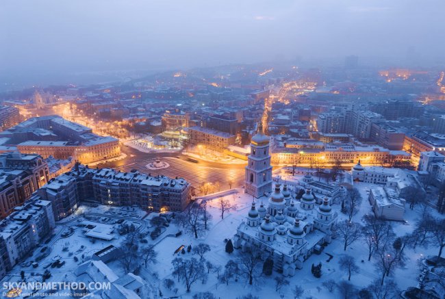 Зима в Киеве с высоты