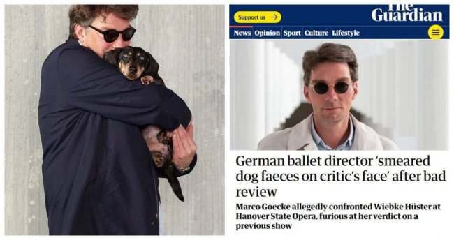 Немецкий балетмейстер размазал собачьи фекалии по лицу журналистки после критики