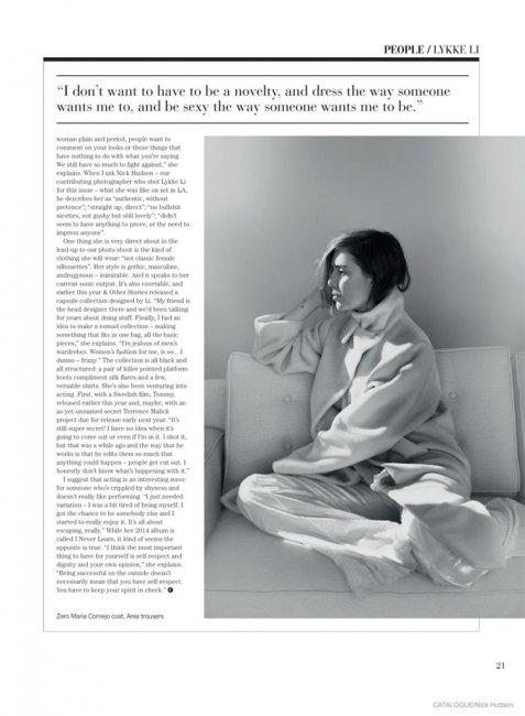 Lykke Li в Catalogue Magazine