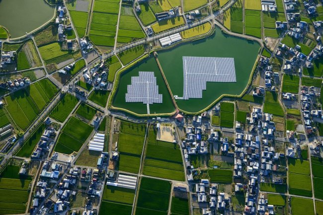 Японские солнечные панели: вид сверху